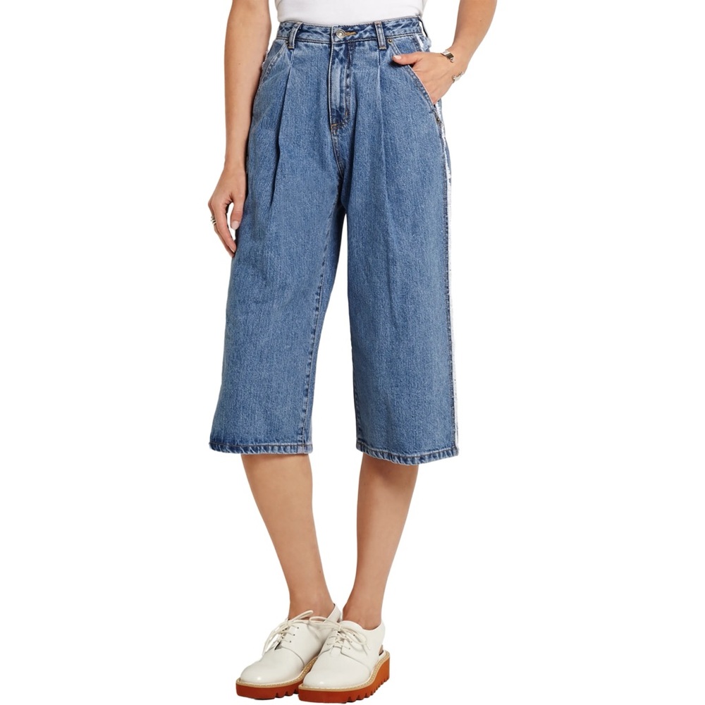SJYP Wide-leg Pleated Crop Blue Jeans XS/24